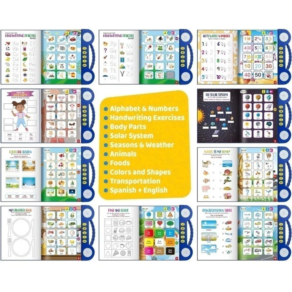 Brand New Bilingual Interactive Learning Word E-Book & Flashcards Toy Spanish